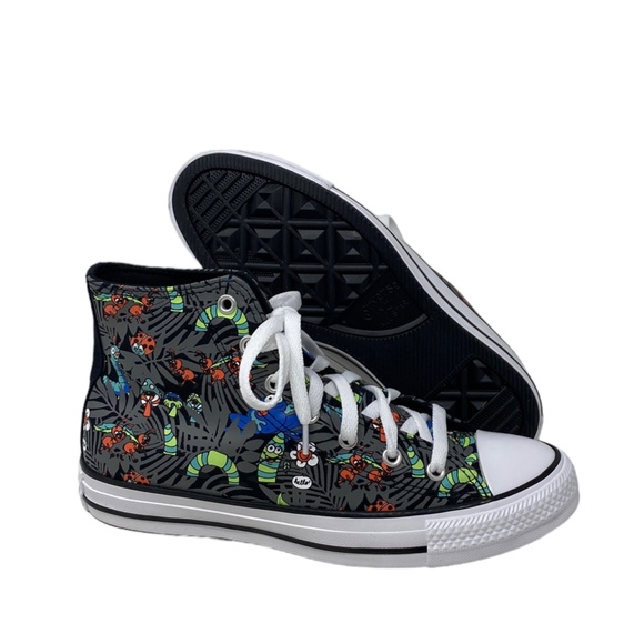 Converse Chuck Taylor Canvas Hightops Black/Lime/Insects print! Women Sz 8! - Picture 5 of 10